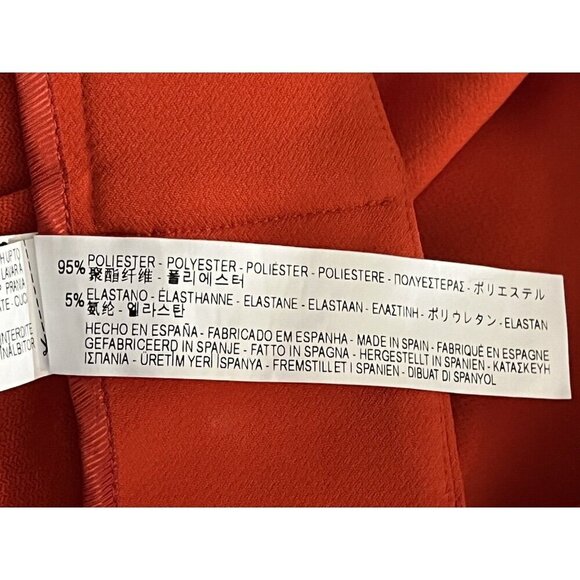 New Zara Red Wide Leg Stretch Culottes Crop Pants Trousers - Made in Spain - Picture 7 of 7